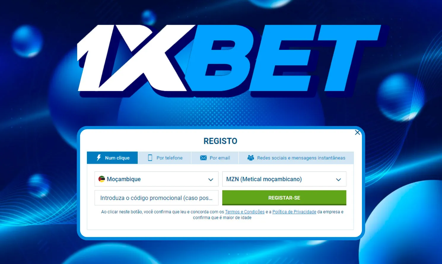 Como registar-se na 1xBet Moçambique