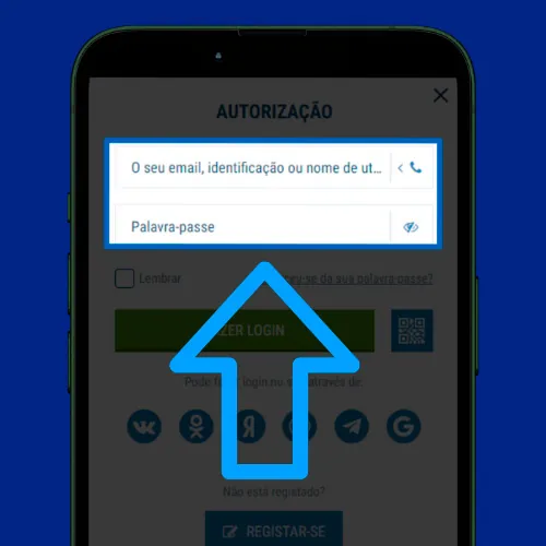 Digite seu nome de usu&aacute;rio e senha no 1xBet
