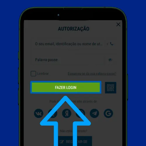 Clique em &ldquo;Login&rdquo; no aplicativo 1xBet